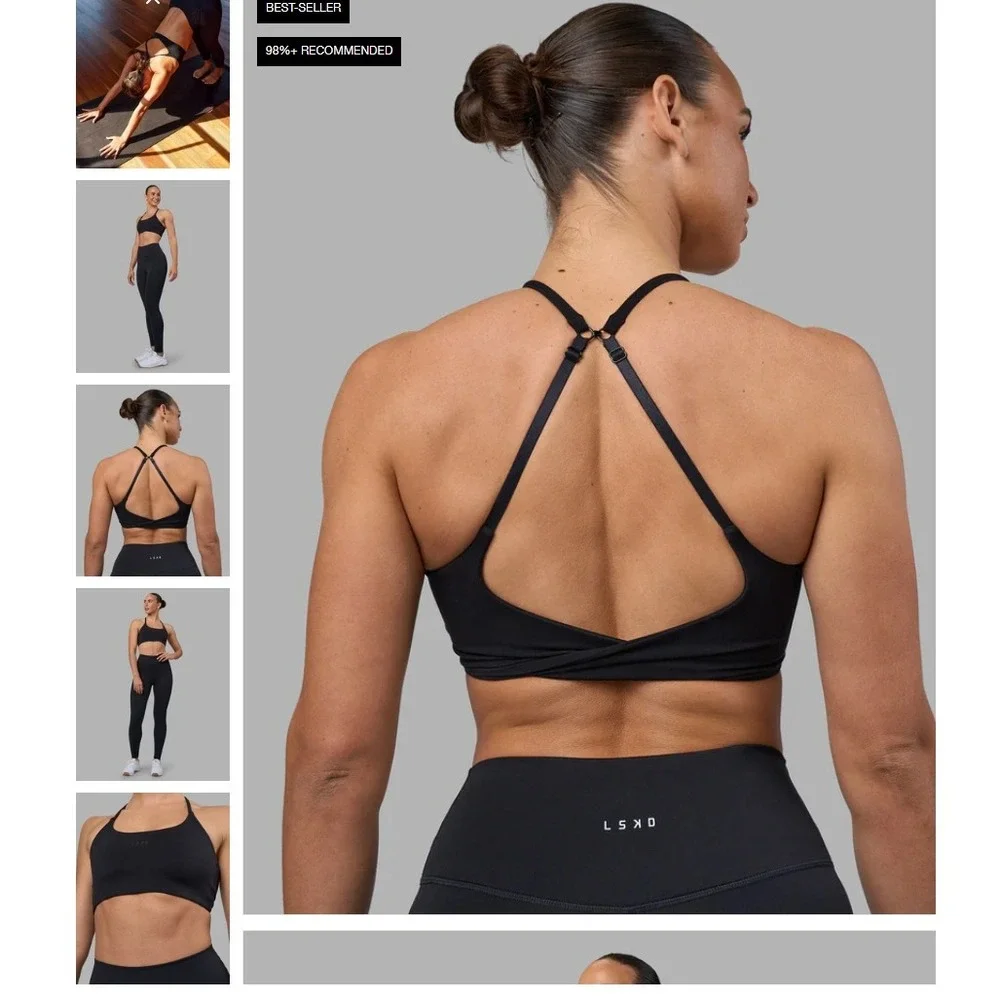 LSKD Twist Sports Bra Black Adjustable Straps Women's Size XS NWT NEW